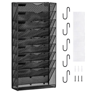 VEVOR File Wall Rack Mesh Wall File Holder 1-Piece 10 Pockets for Office/School - Picture 1 of 12