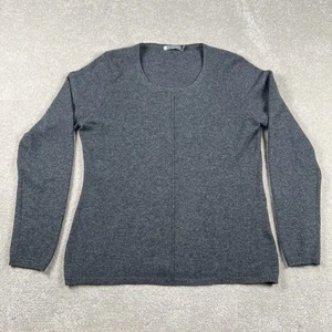 in cashmere sweater gray crew neck long sleeves soft front seam women's medium - Picture 1 of 11