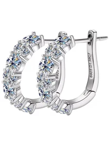 Pareja de pendientes de mujer de oro blanco de 18 quilates de plata 925 criollos moissanita criollos - Imagen 1 de 19