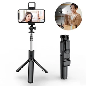 Wireless Selfie Stick Stativ mit LED Fülllicht Fernbedienung für iPhone 14 13 12 - Bild 1 von 15