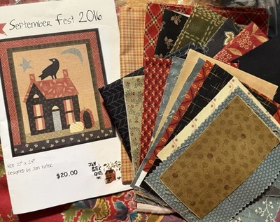 Kit de edredón Halloween Moda Jan Patek “September Fest 2016” Cuervo Calabaza 21x24” Foto 1 de 4