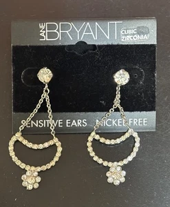 Pendientes colgantes Lane Bryant diamantes de imitación piedras transparentes brillantes tono plata - Imagen 1 de 4