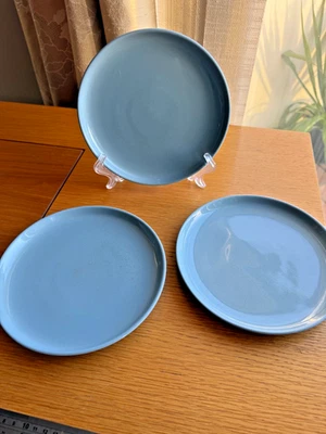 Set x 3 Denby Blue Stoneware Plates 20cm / 8" Dia - Image 1 of 4