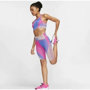 Nike Icon Clash Color Block Dri Fit Stretch Shorts & Sports Bra Set size large - Picture 1 of 9