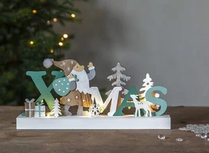 LED Schriftzug Xmas ca. 30x15 cm Batteriebetrieben Timer Indoor - Picture 1 of 2