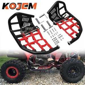 Pair Nerf Bars Heel Guards For All Years Honda TRX 450R Sportrax 450 Red Nets - Picture 1 of 17