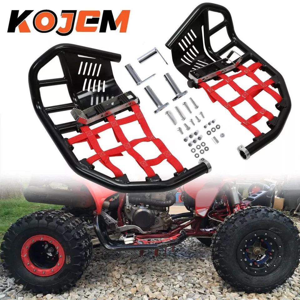 Pair Nerf Bars Heel Guards For All Years Honda TRX 450R Sportrax 450 Red Nets - Image 1 of 4