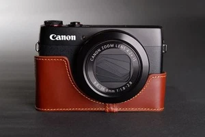 Handmade Vintage Genuine real Leather Half Camera Case bag cover for Canon G7X - Picture 1 of 7