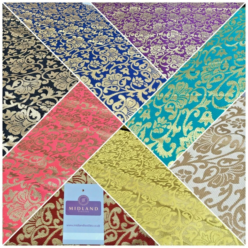 £7.50 Indian Floral Ornamental Banarsi Brocade Waistcoat Fabric 110cm MR1336 - Image 1 of 1