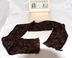TEDDY TAILORING COMPANY Navy Blue + Paisley Pattern Scarf Large Boxed - Picture 1 of 4