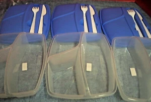 Neu in Verpackung 3er Set geteilte Brotdosen mit Messer & Gabel unbenutzt Made in Israel - Bild 1 von 3