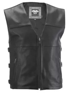 HIGHWAY 21 - 12 Gauge Leather Motorcycle Vest, Black, 4X-Large - Foto 1 di 8