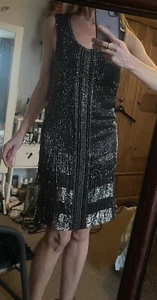 All Saints Embellished Sequin Flapper Grey Dress Size 6 £395 New Christmas Party - Picture 1 of 12