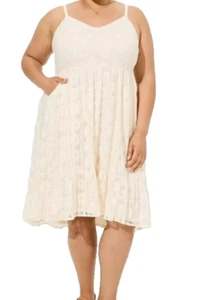 NWT Torrid Women 3X (22-24) Dress Midi Floral Lace Lined Ivory Dew Pockets Fairy - Picture 1 of 22