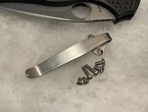 Titanium Deep Pocket Clip/Stainless Screws For Spyderco Native 5 FRN Lightweight - Picture 1 of 10