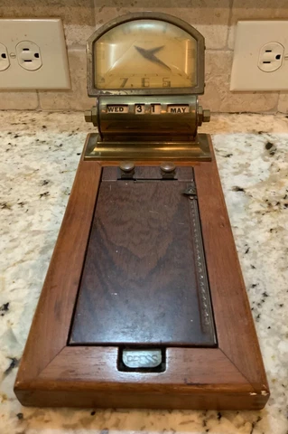 Vintage New Haven Clock with Perpetual Calendar and Telephone Directory Cover