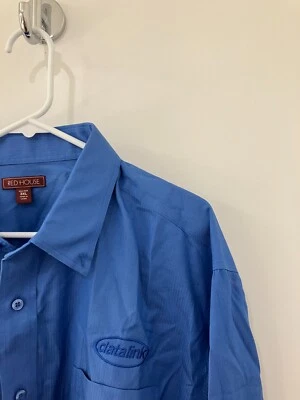 datalink Red house blue  long  sleeve button down Shirt adult 3xl XXXL NEW NWT - Image 1 of 3