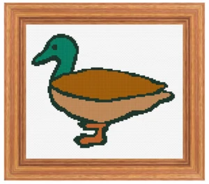 Easy Duck in 4 Colours Cross Stitch Pattern + Photo - EASY Level, SMALL Size - Picture 1 of 5