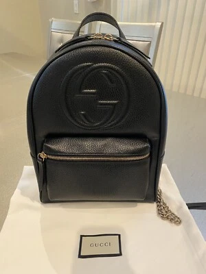 Mochila Gucci Soho Cadena Cuero Negra Foto 1 de 4