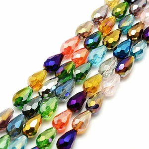 Cuentas de vidrio facetado de 10 hebras color mixto 15x10 mm cuentas de cristal sueltas - Imagen 1 de 2