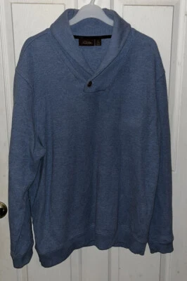 Tasso Elba Sweater Supima Cotton Knit Pullover Shawl Collar Lgt Blue Sz XL EUC - Image 1 of 4