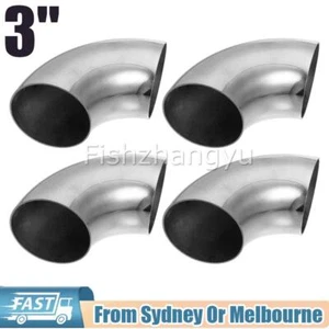 4Pcs OD 3 Inch 90 Degree SS304 Stainless Steel Bend Tube Exhaust Elbow Pipe OZ - Picture 1 of 9