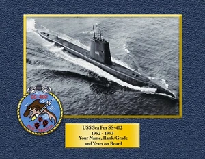 USS Sea Fox SS 402 Custom Personalized Print of US Navy Ships Gift  - Picture 1 of 12