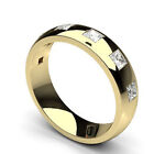 Princess Shape Natural Diamond Mens Band 6 mm 0.90 Ct Solid 18K Yellow Gold Ring