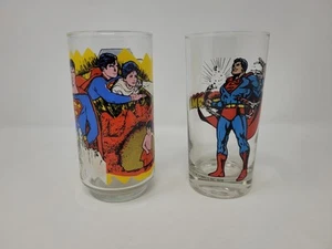 Vintage 1978 Superman The Movie Pepsi & Superman Breaking Chain Glass Set - Picture 1 of 5