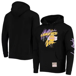 Los Angeles Lakers Mitchell & Ness Hardwood Classics Hyper Hoops Pullover Hoodie - Picture 1 of 10