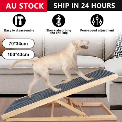 Foldable Pet Stairs Dog Ramp Steps For Bed Sofa Car Ladder Adjustable Height AU - image 1 of 4