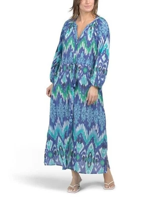 Tommy Bahamas Womens Blue Cala Azure Cover Up Shirt Dress Swimwear Sz S New - Image 1 of 4