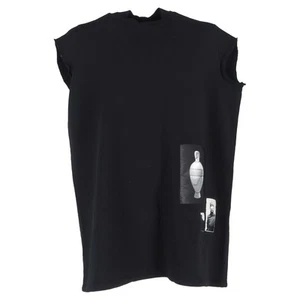 Rick Owens Patched Sleeveless T-Shirt In Cotton Men Black Size 48 - Picture 1 of 6