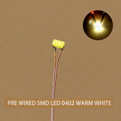 20pcs Pre-wired micro 0.1mm Copper Wire SMD LED 0402 Warm White Lights C0402WM - Image 1 of 4
