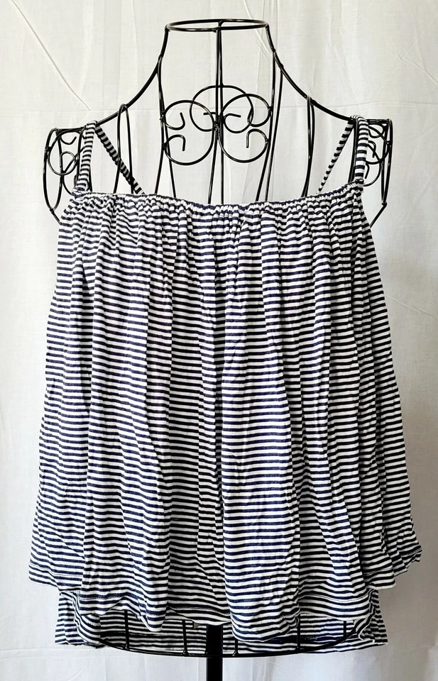 Max Studio London Womens Navy Striped Racerback Casual Cami Top XS BHFO 4366