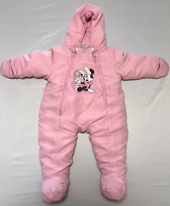 Disney Minnie Mouse Toddler Girls 3/6 Pink Puffer Insulated Snow Suit Polyester - Picture 1 of 11