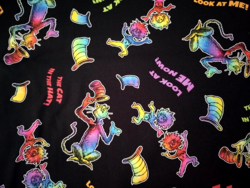 Dr Seuss Sombrero Gato Divertido Tela Arco Iris Pieza 12 por 11 pulgadas 1 pieza Foto 1 de 2