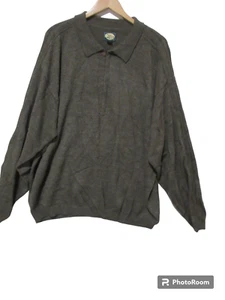 Sz XXL VTG Y2K Tommy Bahama Men's Sweater Gray 1/4 Zip Pullover Wool/Modal FLAW - Picture 1 of 16