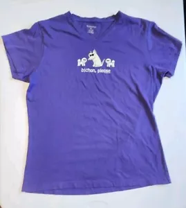 Teddy the Dog Womens shirt Bichon Please Purple  V-Neck Size XL Tee - Picture 1 of 6