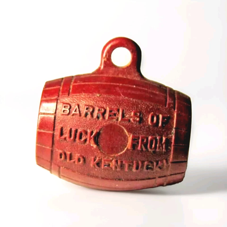 Vintage Barrels Of Luck From Old Kentucky  Button Charm plastic - Bakelite? #F2 - Image 1 of 4