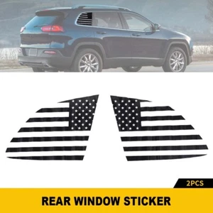 2X Rear Quarter Side Window Glass US Flag Vinyls Sticker for Jeep Cherokee 2014+ - Picture 1 of 8