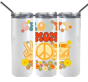 Groovy Mom Orange Skinny Tumbler Mother's Day - Picture 1 of 1