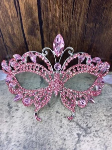 Luxury Crystal Rhinestone Masquerade Ball Mask, Pink Mask, New Year, Party, Gift - Picture 1 of 4