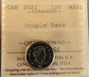 Canada - 10 Cents - 2021 - Double Date - ICCS Certified - MS-65 - Picture 1 of 3