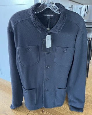 NEW John Varvatos USA Black Cotton Lined Jacket Size Large Pockets Buttons  - Image 1 of 4