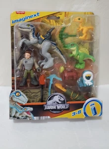 Imaginext Jurassic World: Track & Trail Dino Pack - OWEN, BLUE + 2 Dino Figures - Picture 1 of 9