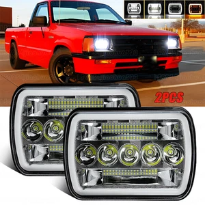 1986-1993 For Mazda B2000 B2200 B2600 Pickup Pair 7x6" Led Headlights Hi-Lo Halo - Picture 1 of 12