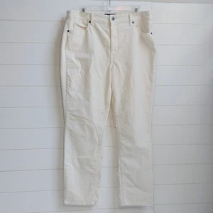 Talbots High-Waist Straight Leg Corduroy Pants Women's 14 Petite Cream Stretch - Picture 1 of 9