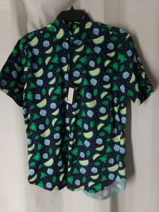 LUCHIANO VISCONTI BLACK Shirt Medium blue Limes Ice Cubes short sleeve NWT - Picture 1 of 4