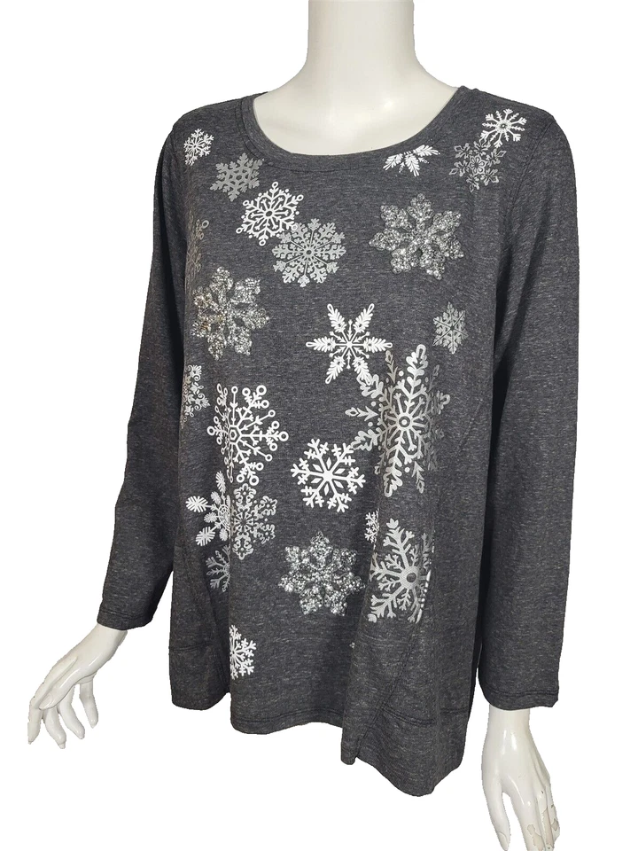 Style & Company Womens 0312 Gray Printed Casual Top 1x Plus B B